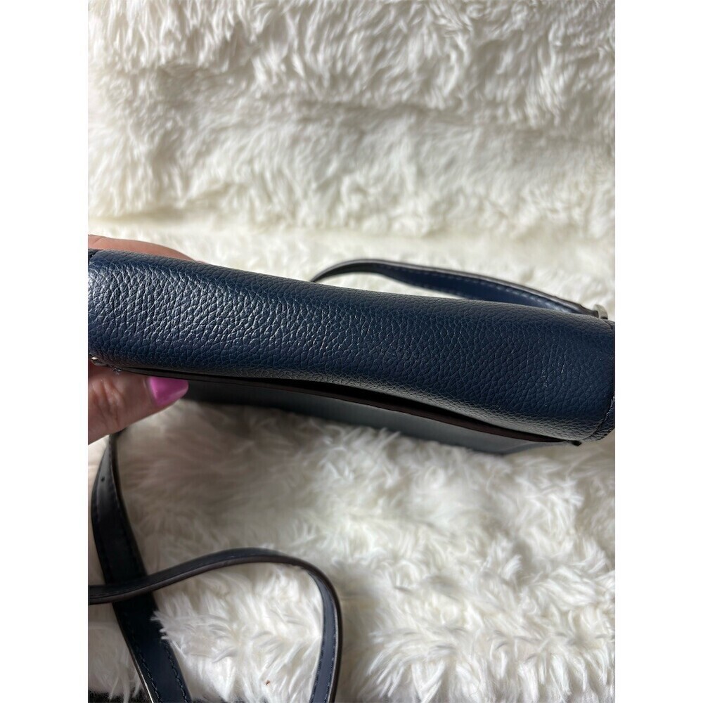 Michael Kors Crossbody Bag Womens Small Navy Blue Turn Lock w/ COA - Picture 8 of 13